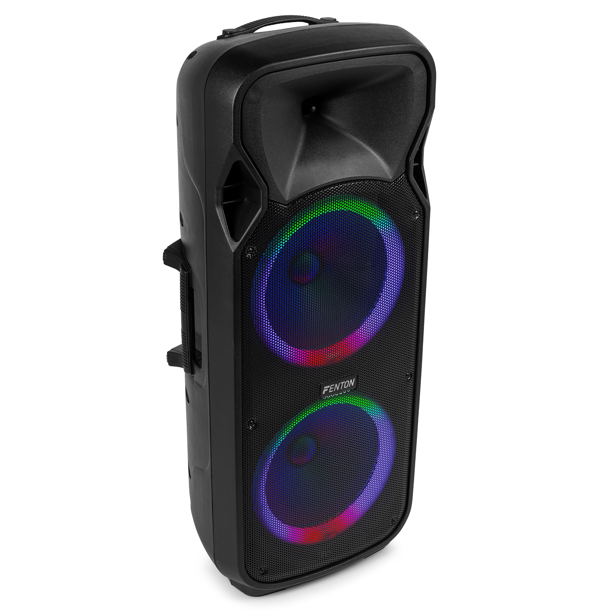 Fenton FT212LED MK2 med to trådløse mikrofoner og fjernbetjening