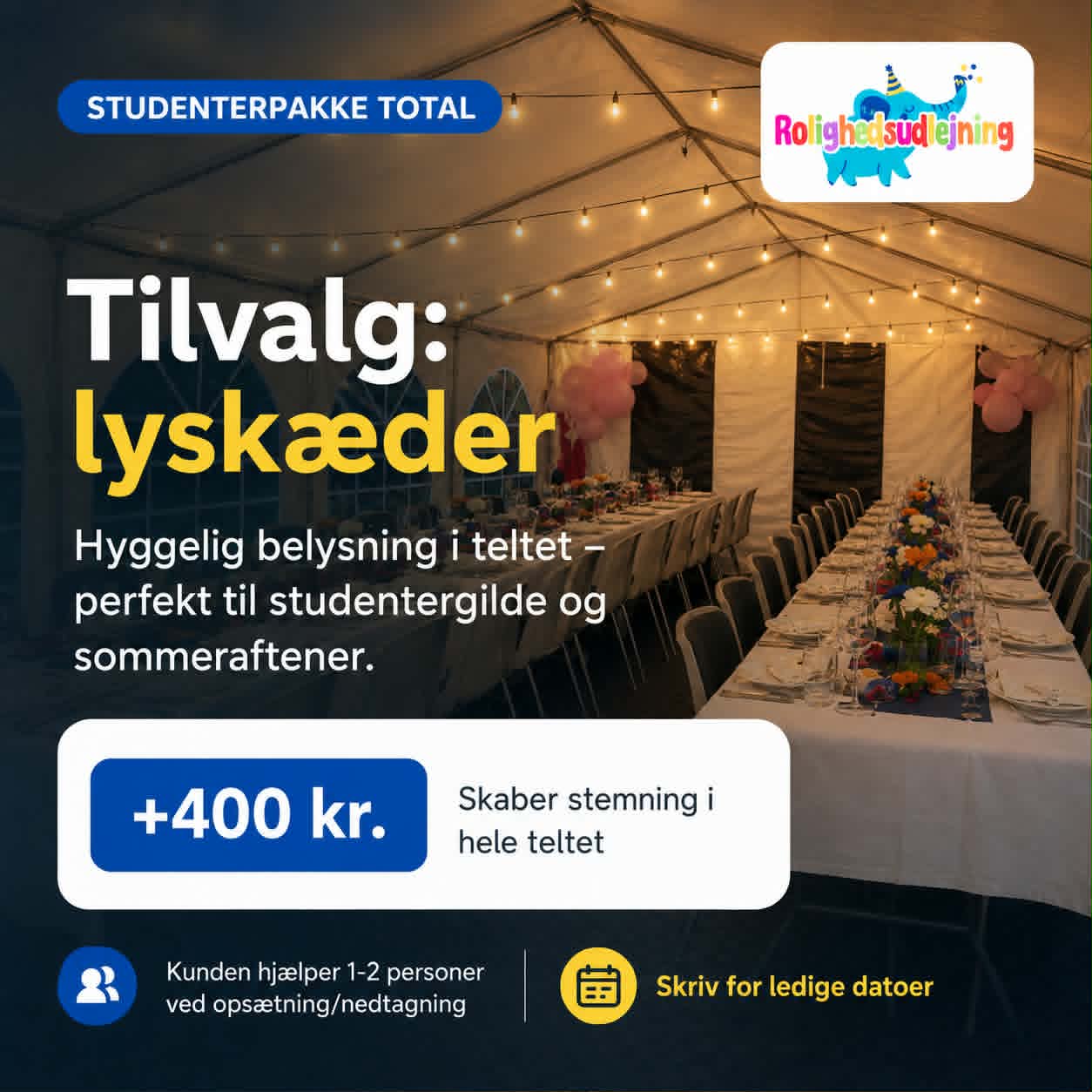 Lyskæder i festtelt